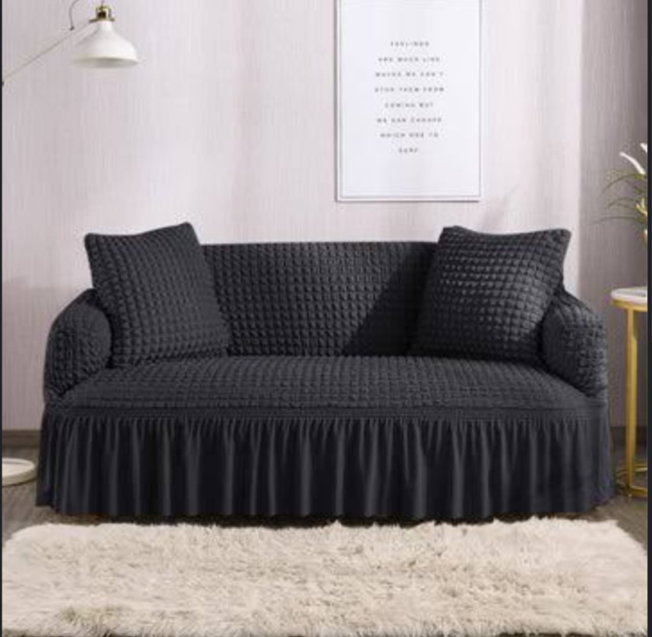 Ruffled Seersucker Sofa Cover (Bubble Fabric)